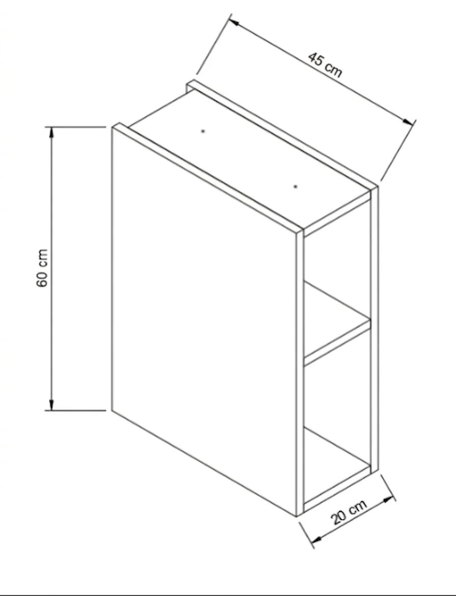 Raft îngust 20 cm, cu 1 polita - Nuc inchis