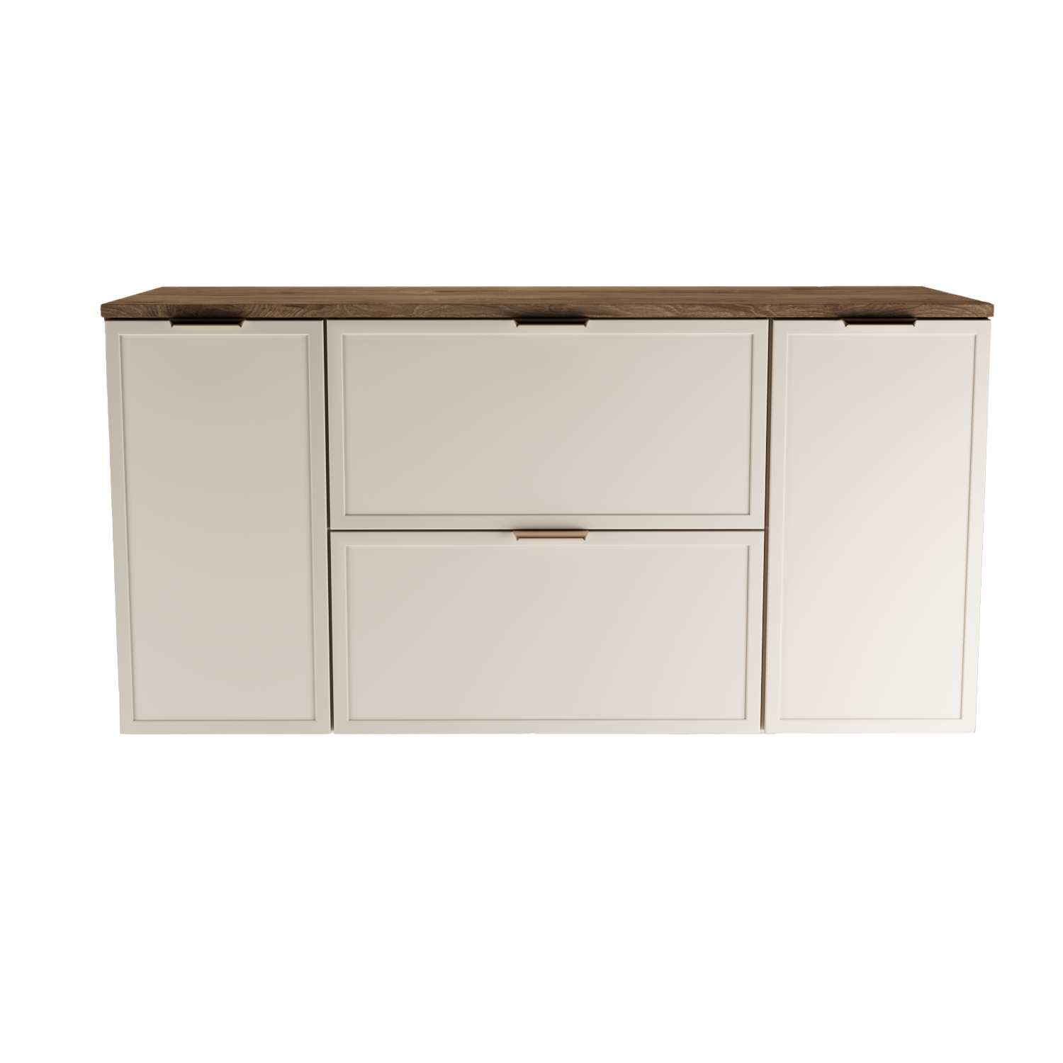 Dulap pentru lavoar 120 cm fronturi cu rama decorativa, 2 usi si 2 sertare Roma - Casmir/Nuc inchis