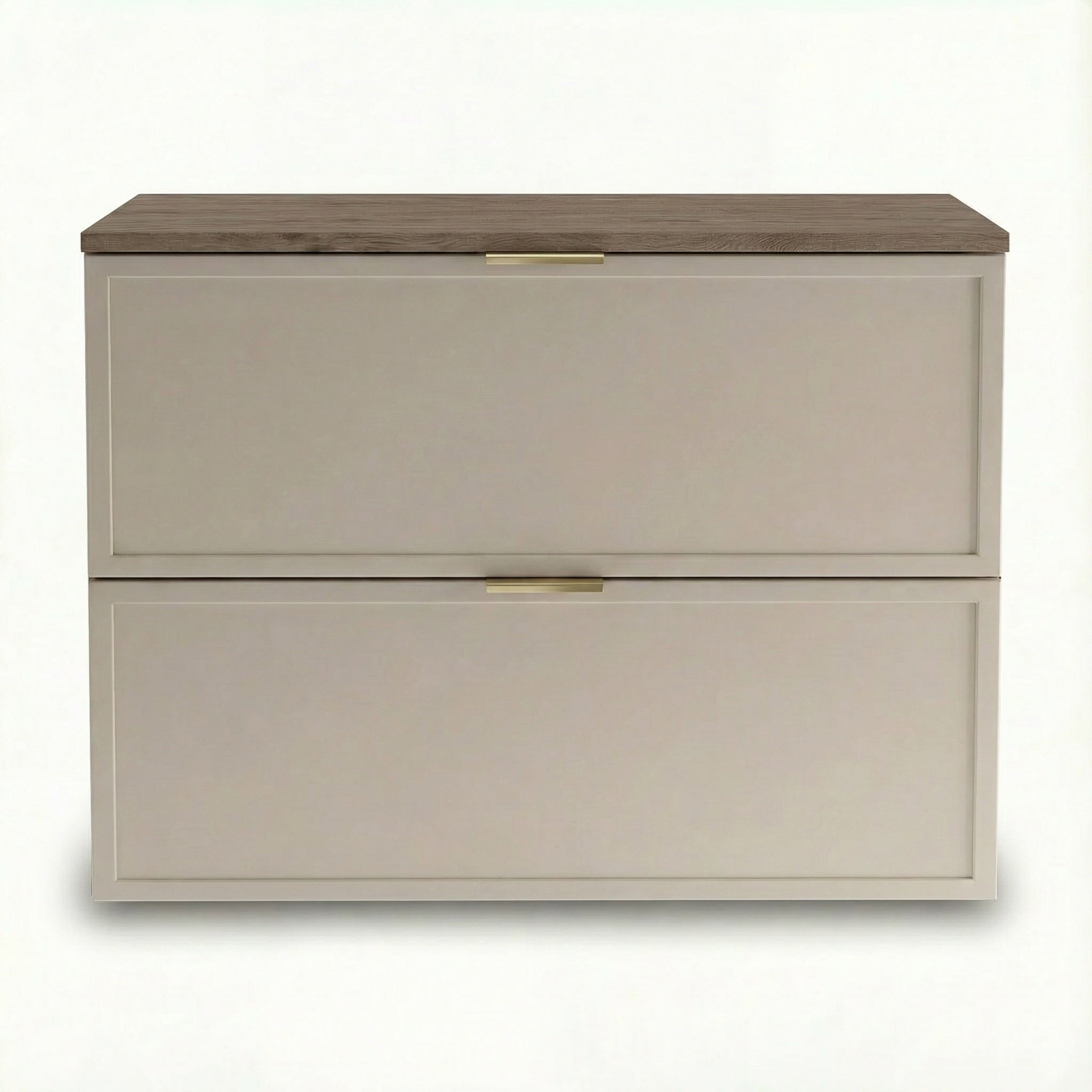 Dulap pentru lavoar 80 cm, 2 sertare, fronturi cu rama decorativa Roma - Casmir/Nuc inchis