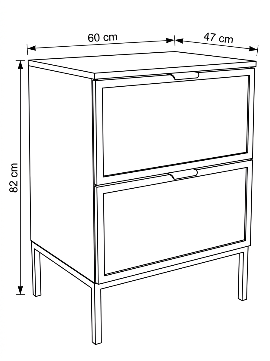 Dulap pentru lavoar 60 cm pe un cadru metalic, 2 sertare Roma - Alb/Stejar Cremona