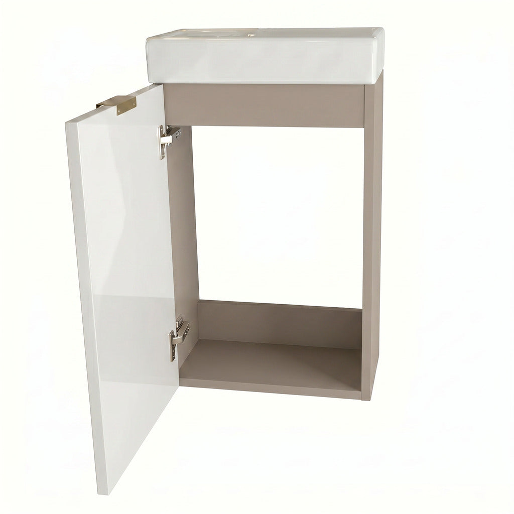 Dulap de baie 40 cm, cu chiuveta, fronturi cu rama decorativa Roma - Casmir/Nuc inchis