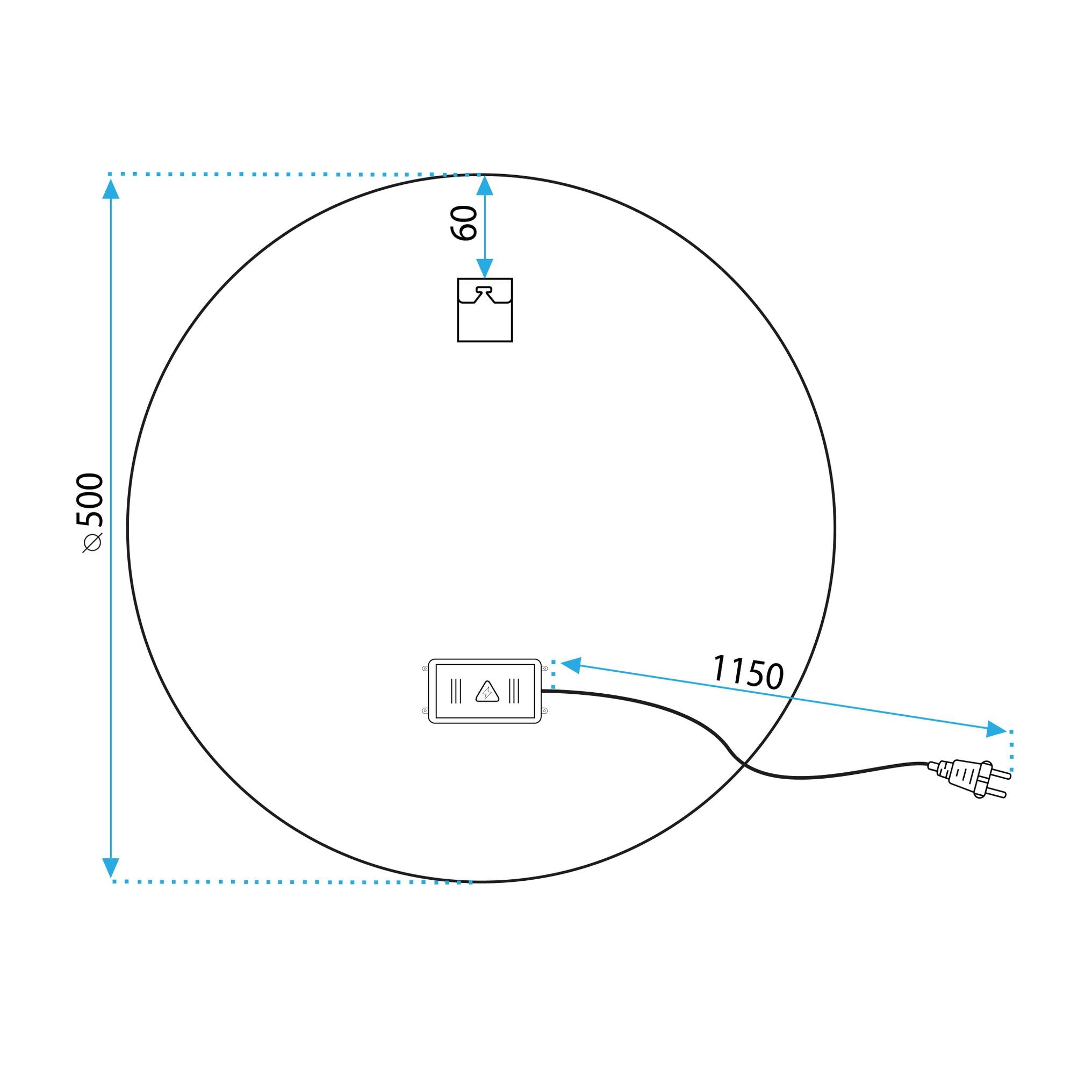 Oglinda de perete cu LED-uri FFJ - 50 cm