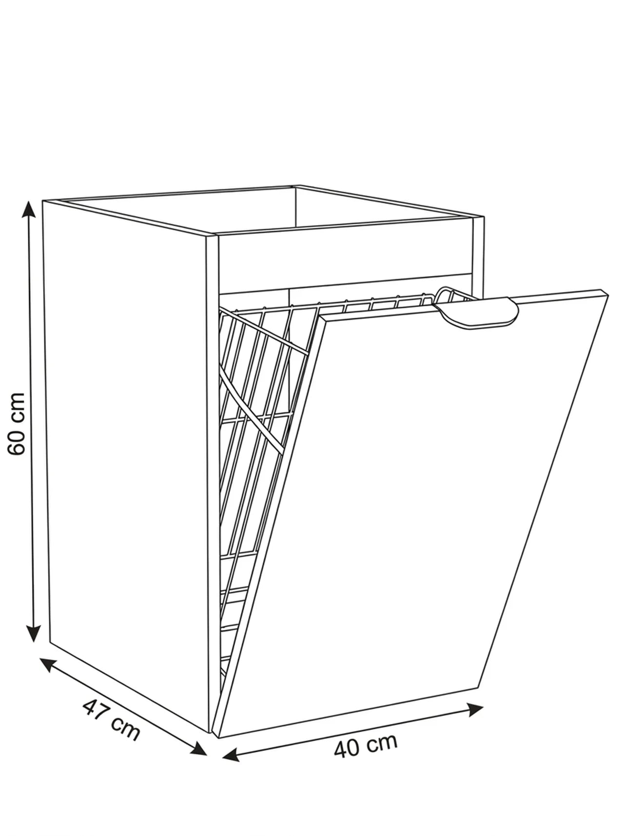 Dulap de baie 40 cm cos de rufe, fronturi netede Orio, fara blat - Alb/Stejar artizanal