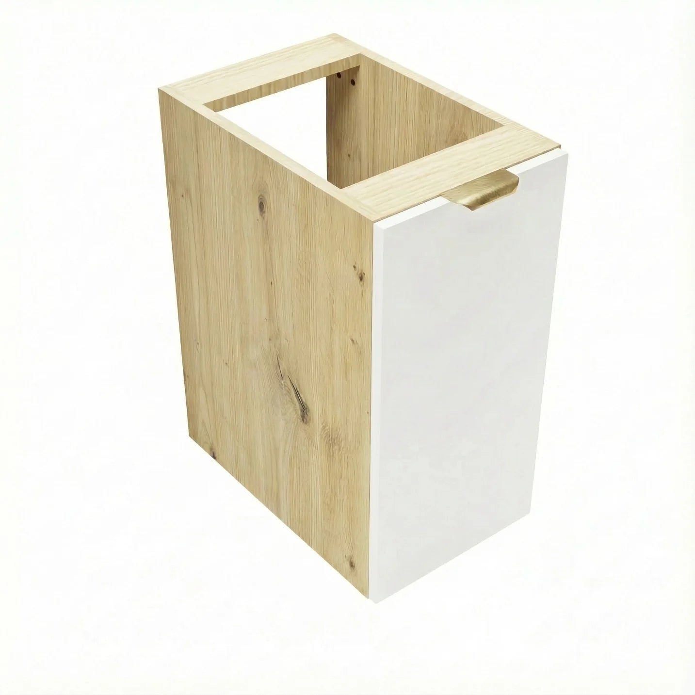 Dulap de baie 30 cm cu 1 usa, fronturi netede Orio - Alb/Stejar artizanal
