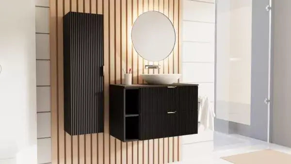 Dulap pentru lavoar 100 cm cu raft Willy - Negru, Nuc top