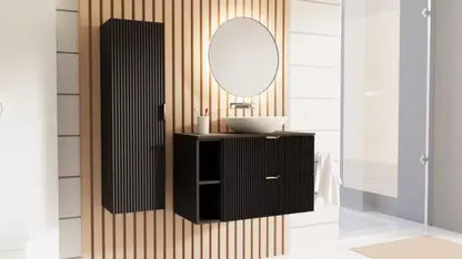 Dulap pentru lavoar 100 cm cu raft Willy - Negru, Nuc top