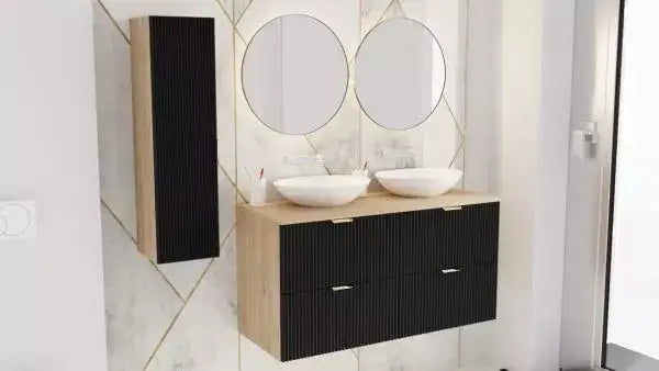 Dulap pentru lavoar 120 cm 4 sertare Willy - Negru/Nuc