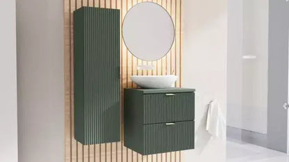 Dulap pentru lavoar 60 cm 2 sertare fronturi canelate Willy - Verde