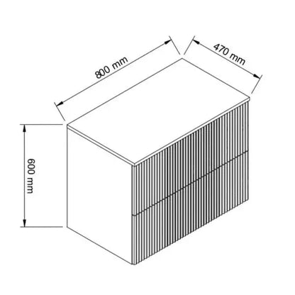 Dulap pentru lavoar 80 cm, 2 sertare, fronturi canelate, fara blat - Casmir/Nuc