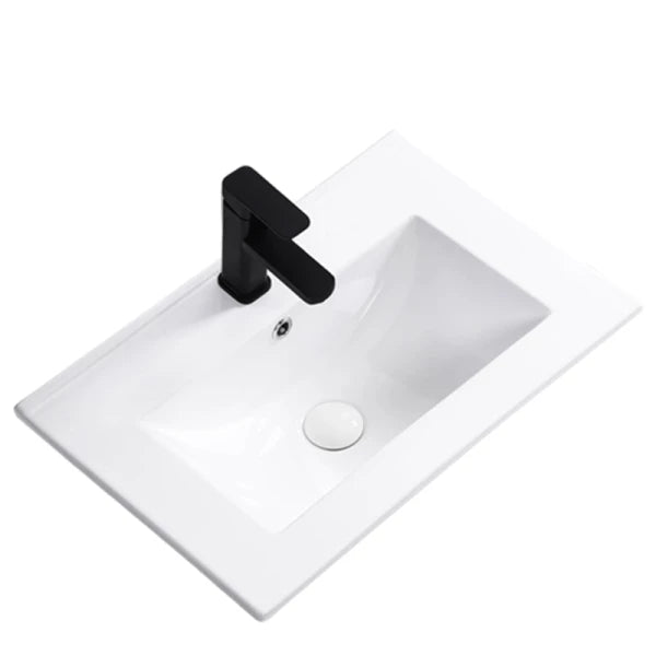 Dulap pentru lavoar 60 cm cu chiuveta, 2 sertare, fronturi canelate Willy - Alb