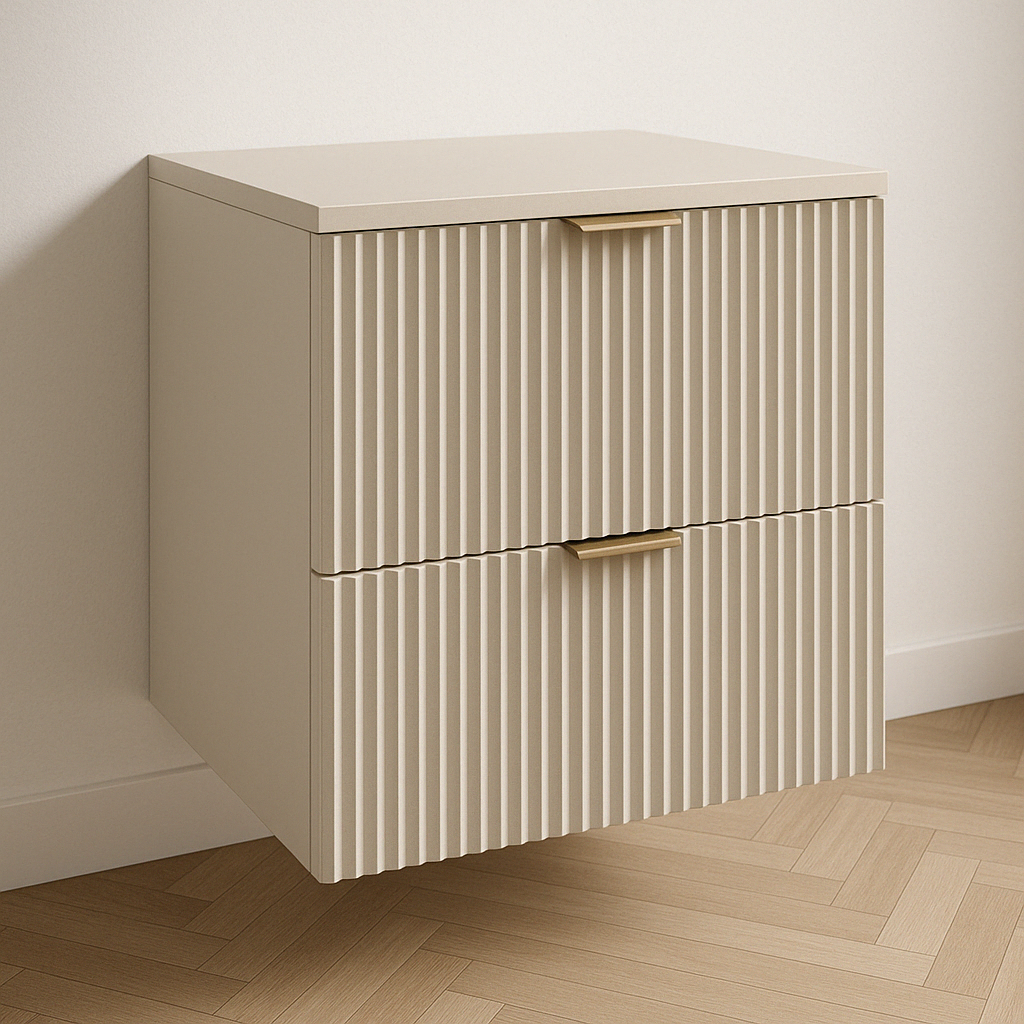 Dulap pentru lavoar 60 cm 2 sertare fronturi canelate Willy - Casmir