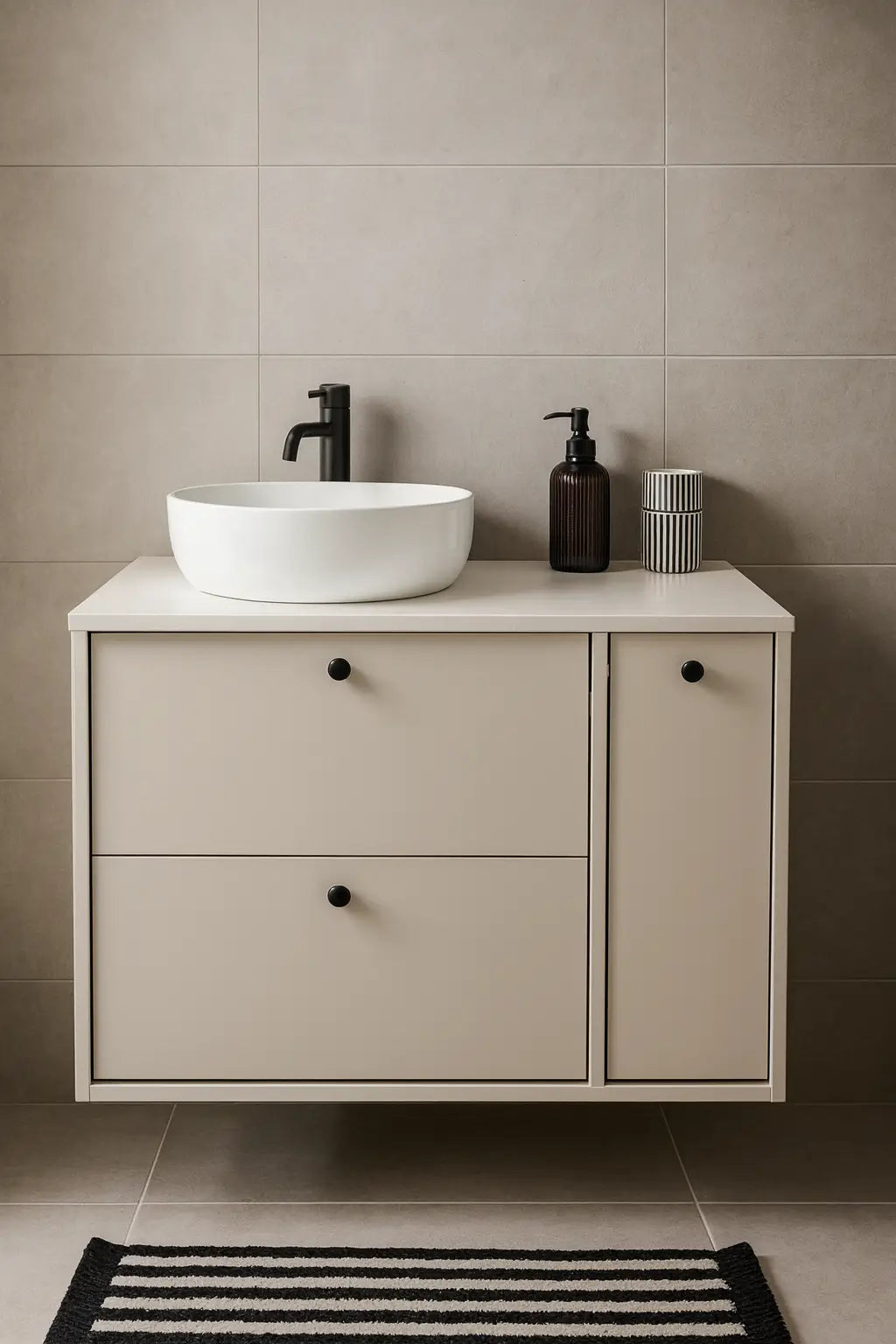 Dulap pentru lavoar 80 cm cu raft, fronturi netede Belino - Casmir