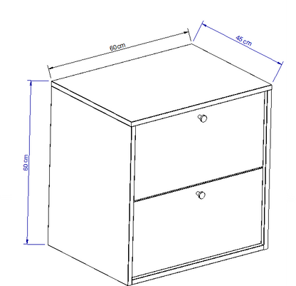 Dulap pentru lavoar 60 cm, cu 2 sertare, fronturi netede Belino - Nuc inchis