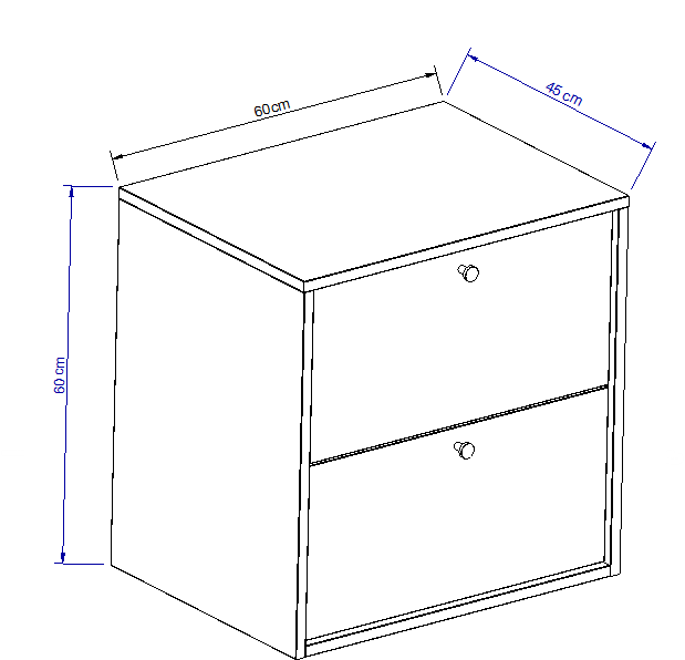 Dulap pentru lavoar 60 cm, cu 2 sertare, fronturi netede Belino - Stejar Cremona