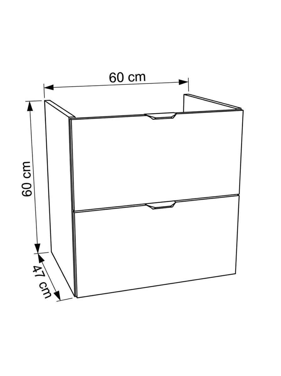 Dulap pentru lavoar 60 cm, 2 sertare, fronturi netede, fara blat Orio - Casmir