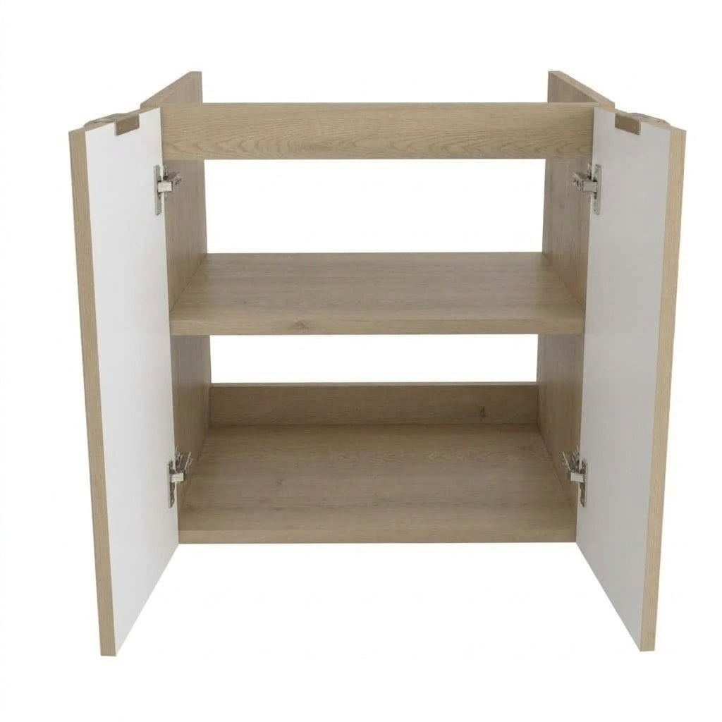 Dulap pentru lavoar 60 cm cu 2 usi, fronturi canelate, fara blat Willy - Stejar Cremona