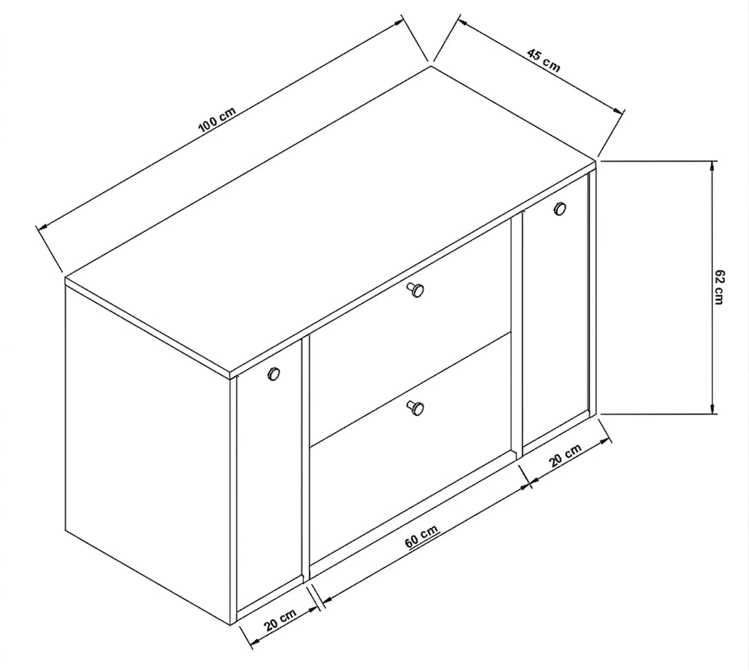 Dulap pentru lavoar 100 cm, cu 2 usi, cu 2 sertare, fronturi netede Belino - Casmir