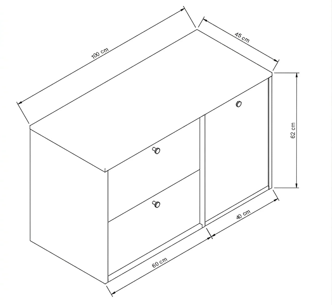 Dulap pentru lavoar 100 cm, cu cos de rufe, fronturi netede Belino - Casmir