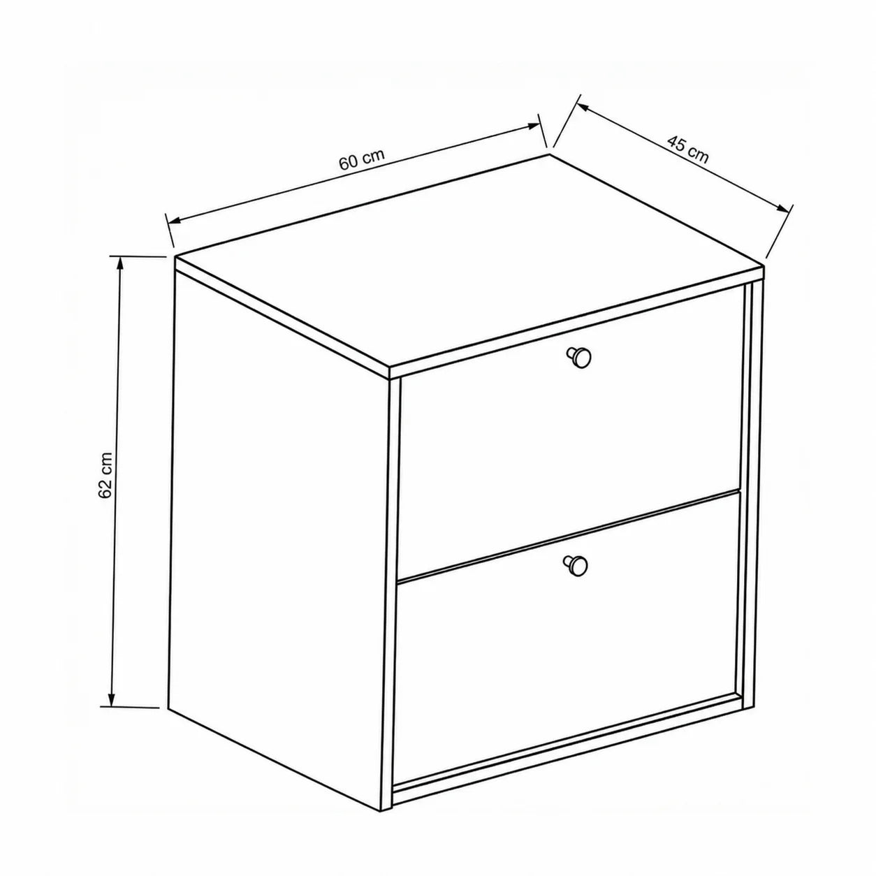 Dulap pentru lavoar 60 cm, cu 2 sertare, fronturi netede Belino - Casmir