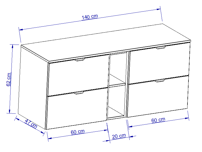 Set de mobilier: Dulap pentru lavoar cu raft 140 cm, 4 sertare Orio - Negru/Stejar Artizanal