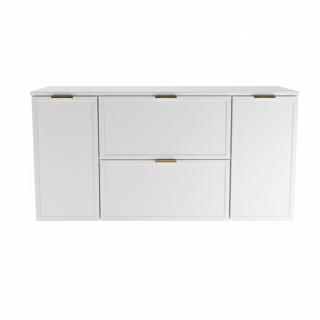 Dulap pentru lavoar 120 cm fronturi cu rama decorativa, 2 usi si 2 sertare Roma - Alb