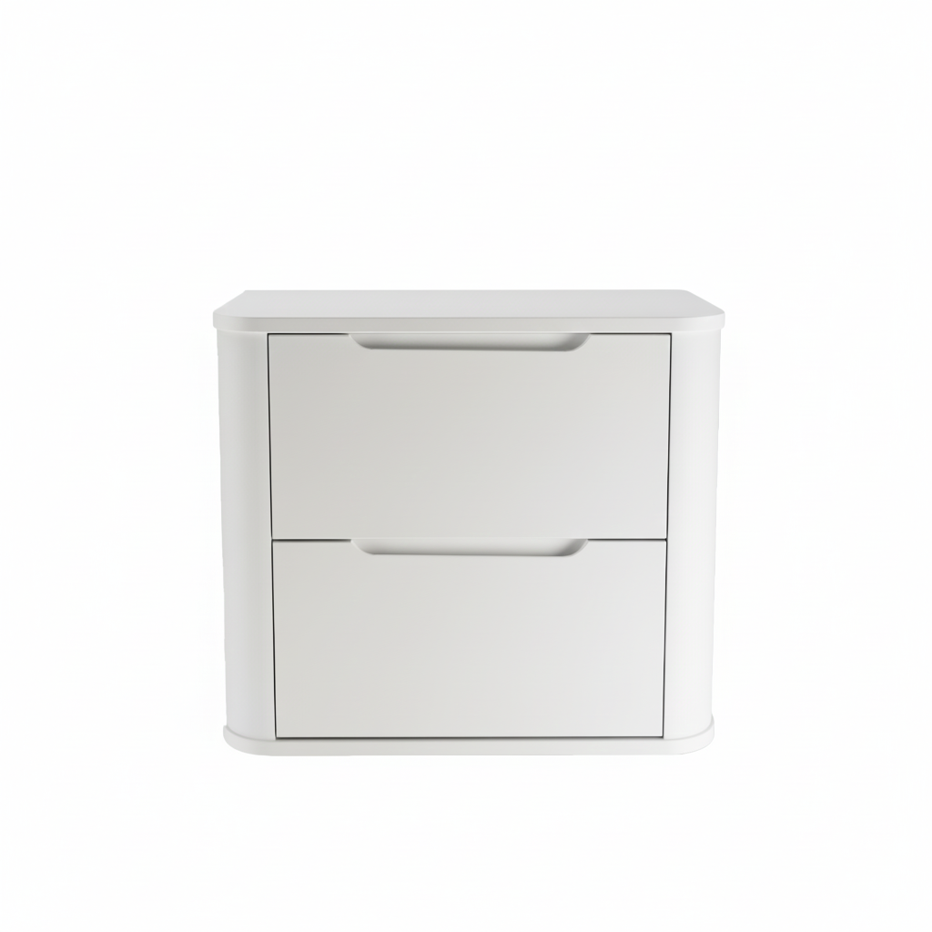 Dulap pentru lavoar 60 cm, 2 sertare, margini rotunjite Luma - Alb