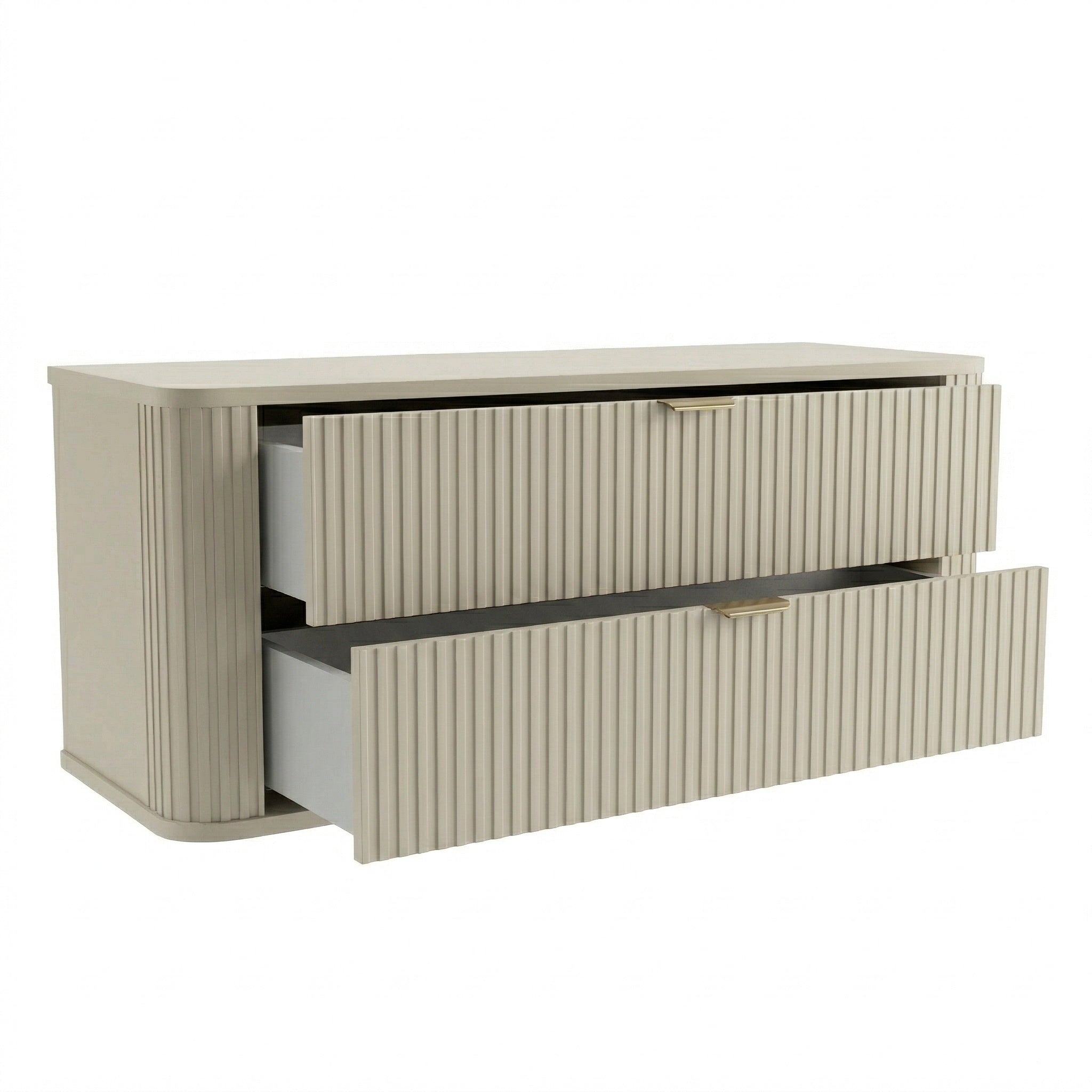 Dulap pentru lavoar 120 cm, 2 sertare, fronturi canelate, rotunjit Selvea - Casmir