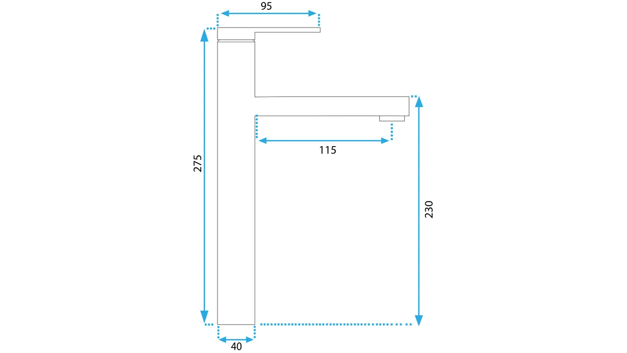 Baterie înaltă pentru chiuvetă Pixel - Negru