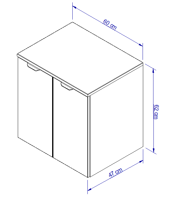 Set de mobilier: Dulap pentru lavoar 60 cm cu 2 uși cu chiuvetă Orio - Negru/Stejar Artizanal