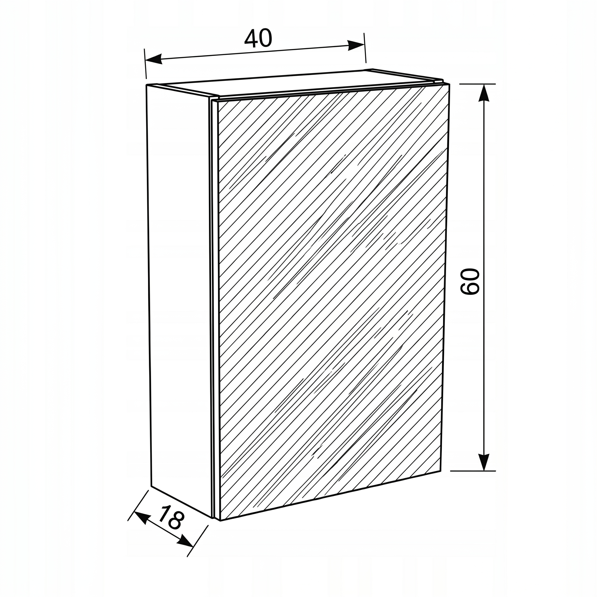 Dulap suspendat cu oglindă, 1 ușă 40 cm - Stejar artizanal