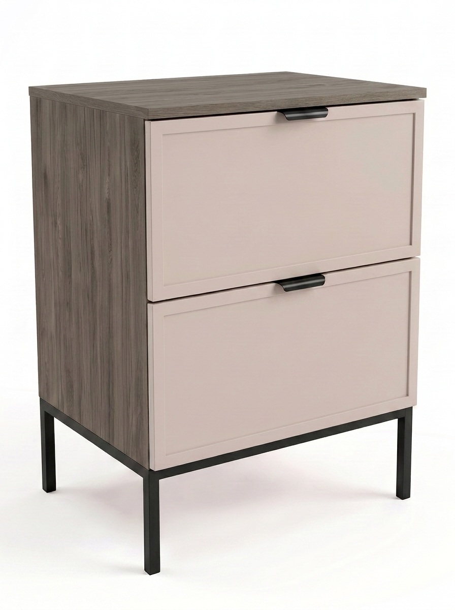 Dulap pentru lavoar 60 cm pe un cadru metalic, 2 sertare Roma - Casmir/Nuc inchis