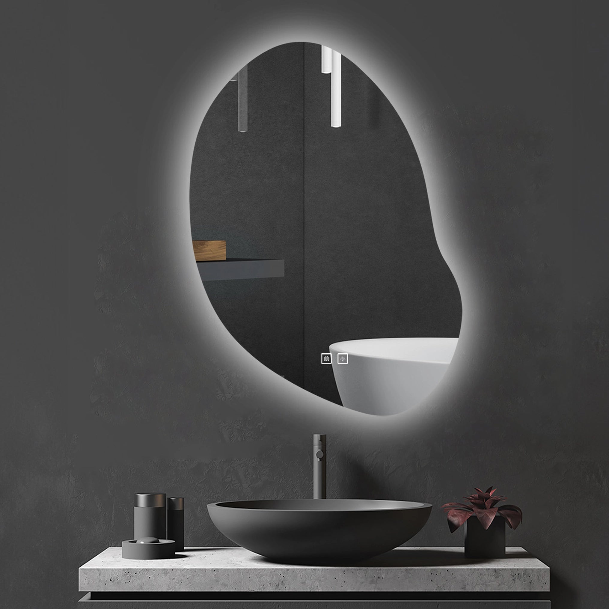 Oglindă de perete cu LED-uri Cloud C - 80x60 cm