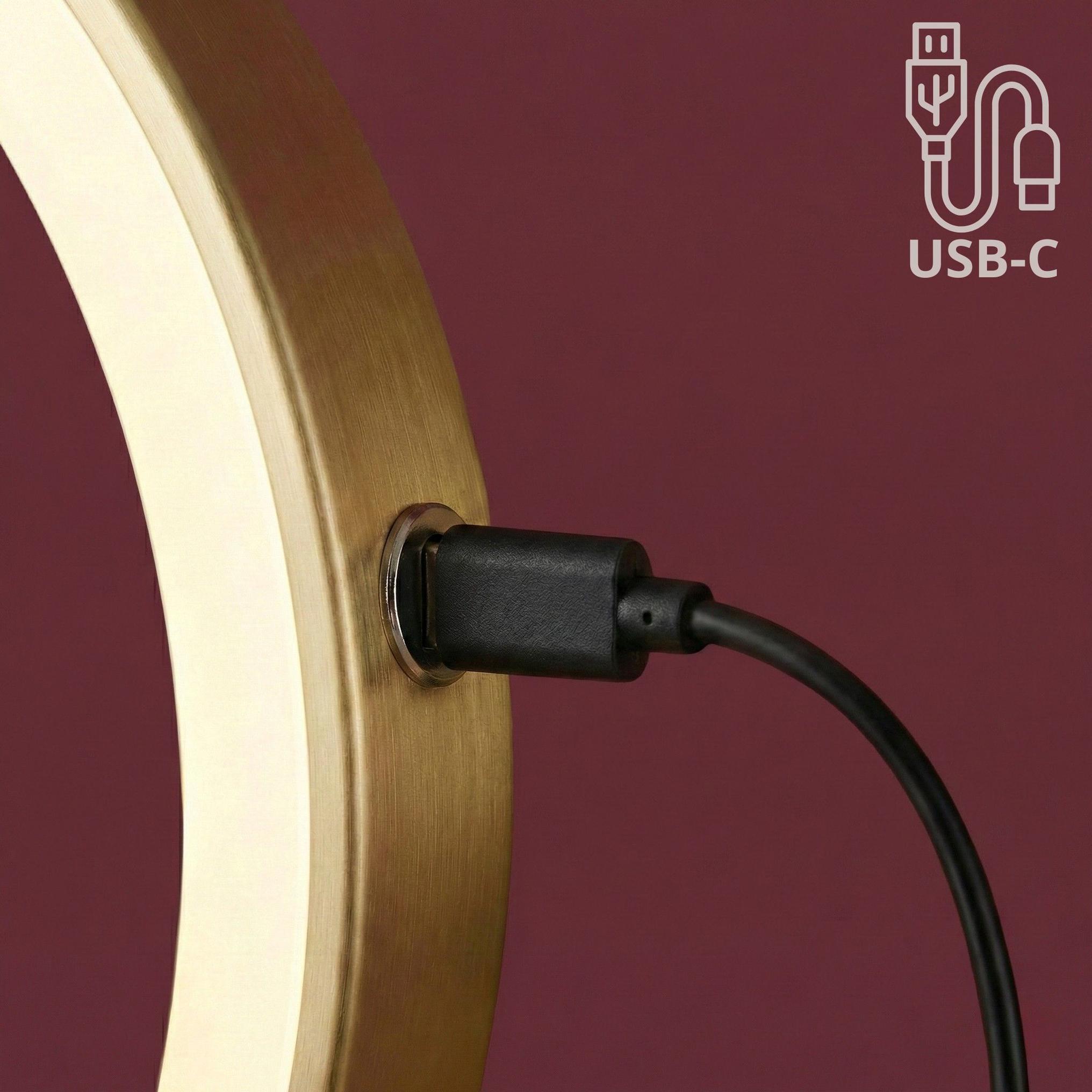 Oglindă cosmetică cu LED-uri pe ambele fețe, pentru montare pe perete - Auriu Vintage