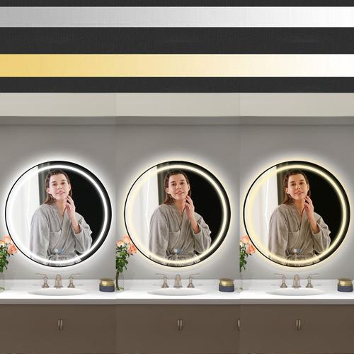 Oglinda de perete cu LED-uri MMJ Negru - 60 cm