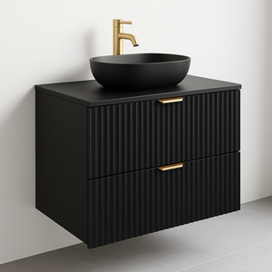 Dulap pentru lavoar Willy 80 cm negru – mobilier modern, elegant și funcțional, cu spațiu amplu de depozitare pentru baie.