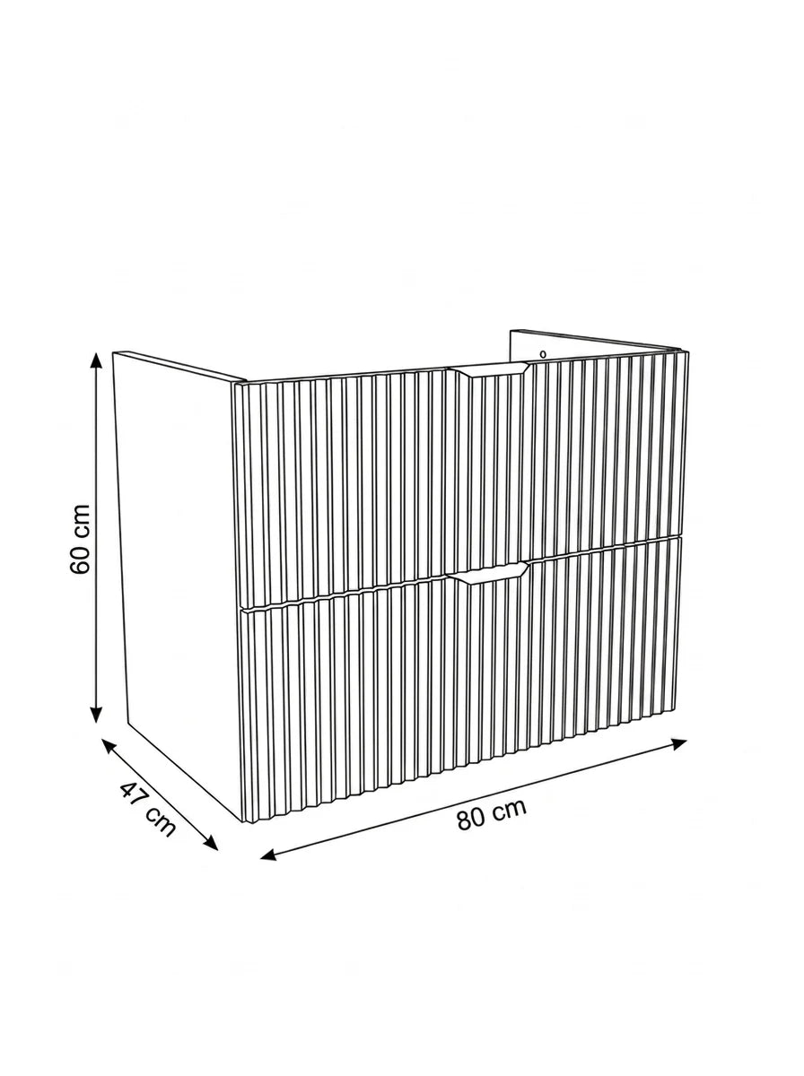 Dulap pentru lavoar 80 cm, 2 sertare, fronturi canelate, fara blat Willy - Casmir