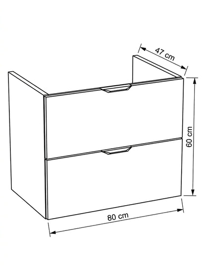 Dulap pentru lavoar 80 cm, 2 sertare, fronturi netede, fara blat Orio - Casmir