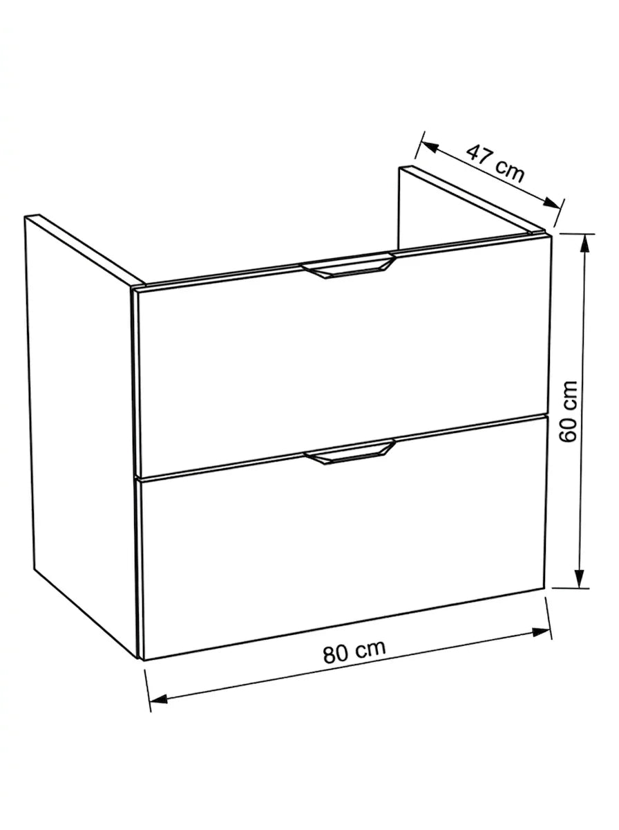 Dulap pentru lavoar 80 cm, 2 sertare, fronturi netede, fara blat Orio - Casmir