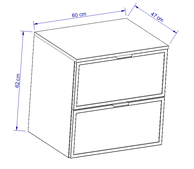Dulap pentru lavoar 60 cm, 2 sertare, fronturi cu rama decorativa Roma - Casmir/Nuc inchis
