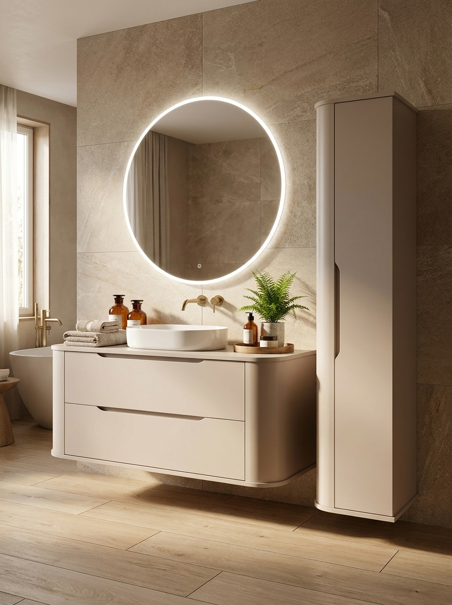 Dulap pentru lavoar 120 cm, 2 sertare, margini rotunjite Luma - Casmir