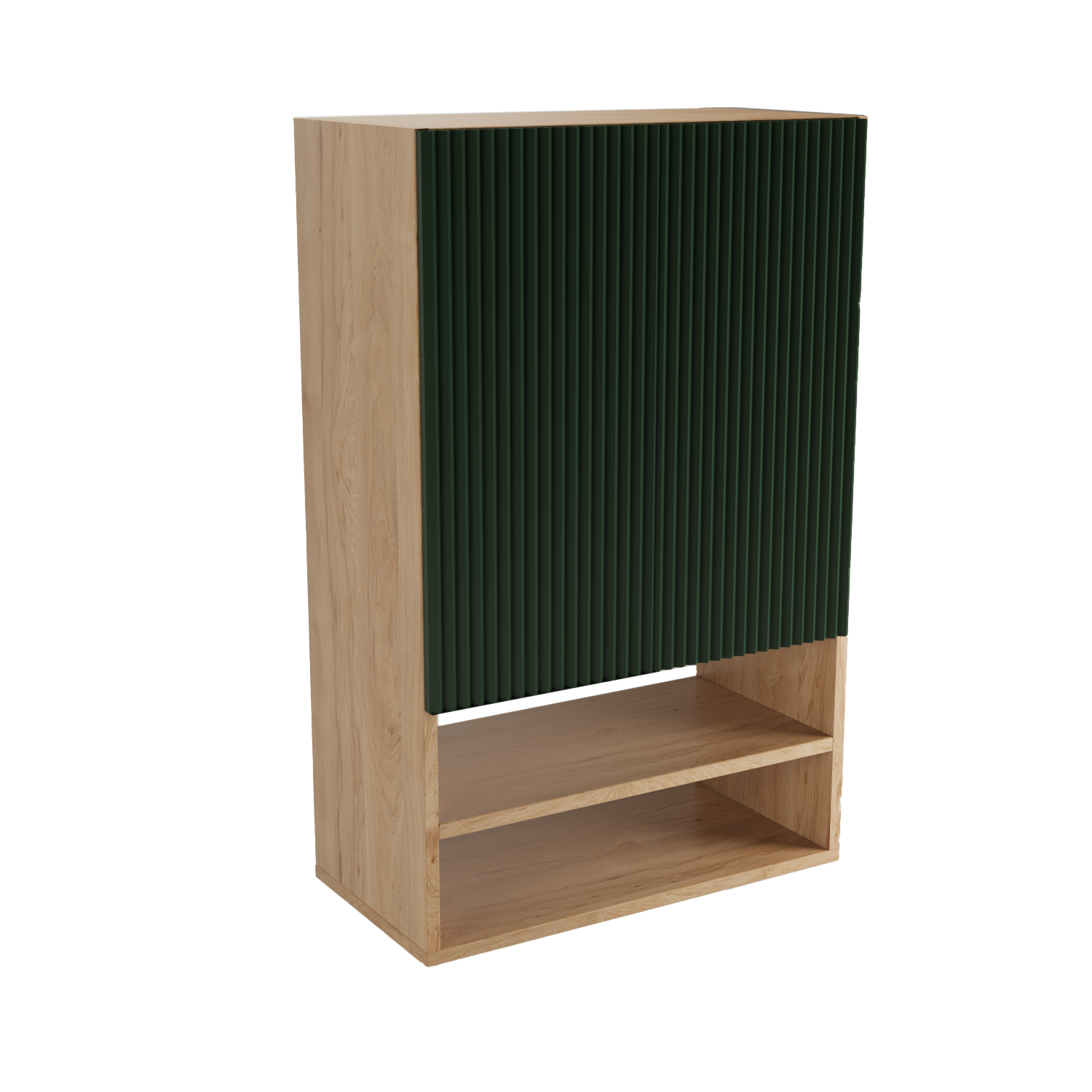 Dulap de perete deasupra toaletei 60 cm suspendat, fronturi canelate Willy - Salbei/Nuc