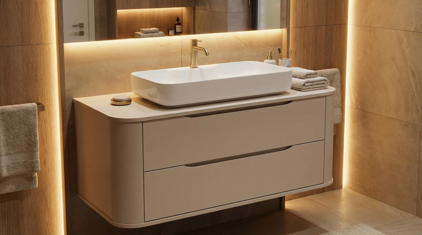 Dulap pentru lavoar 120 cm, 2 sertare, margini rotunjite Luma - Casmir