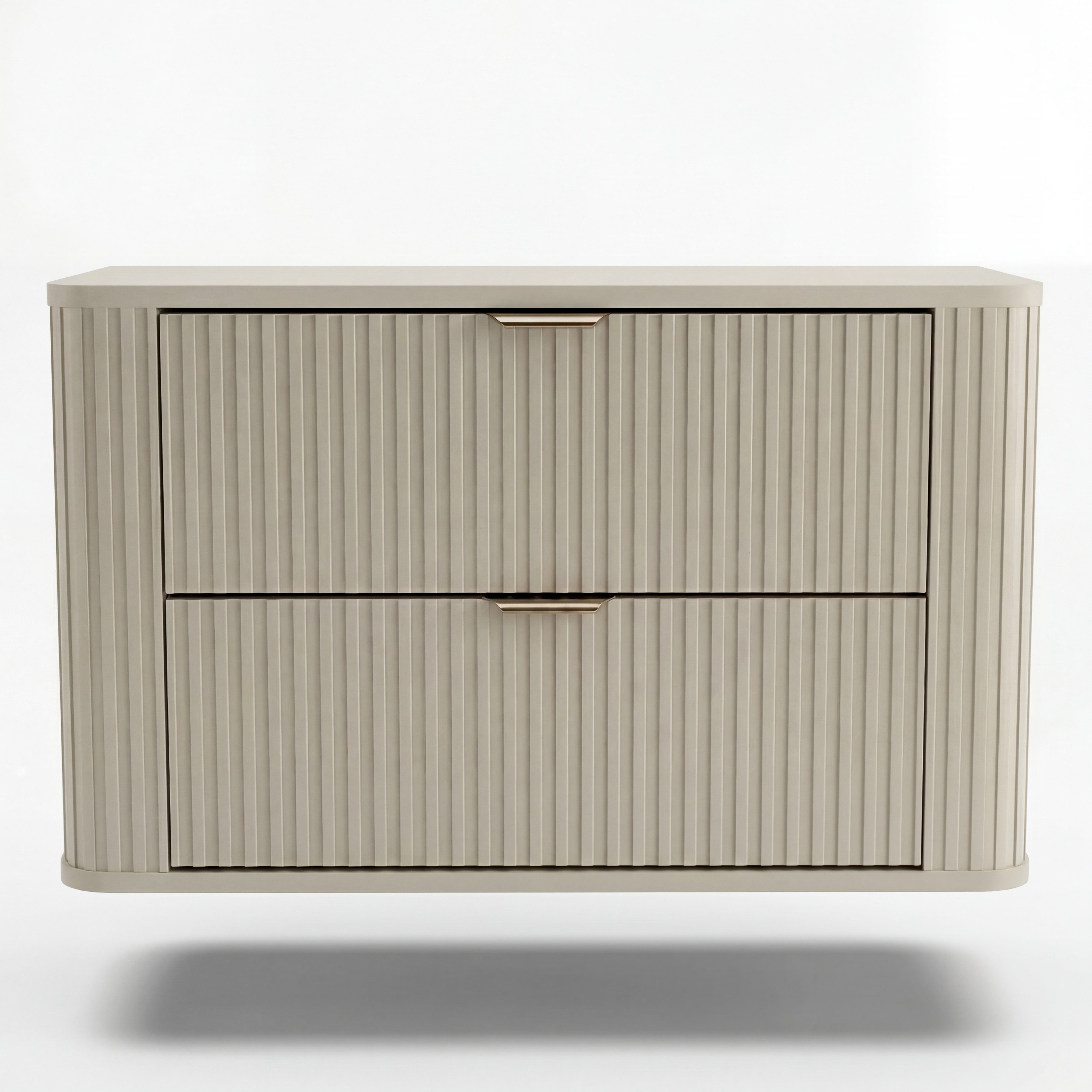 Dulap pentru lavoar 100 cm, 2 sertare, fronturi canelate, rotunjit Selvea - Casmir
