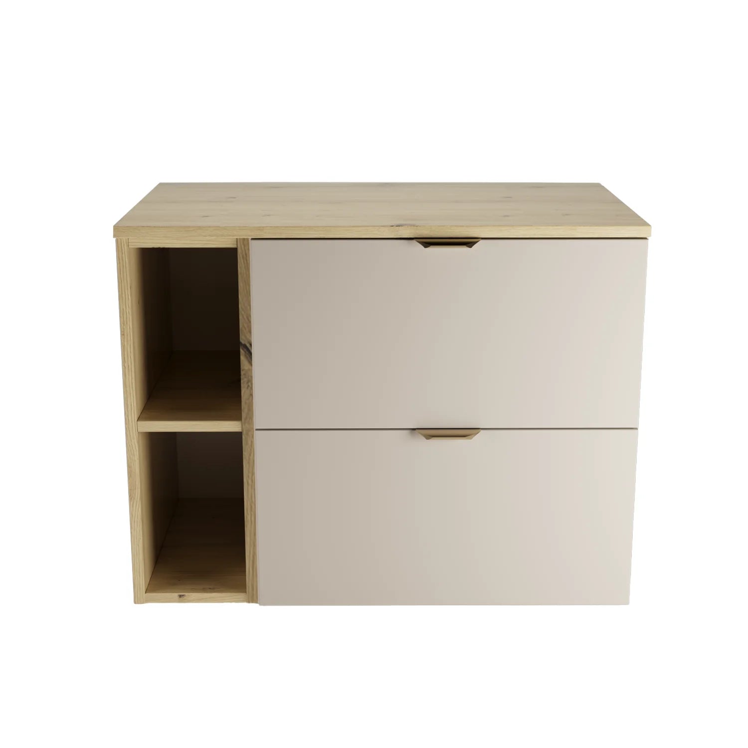 Dulap pentru lavoar 80 cm cu raft, fronturi netede Orio - Casmir/Stejar artizanal