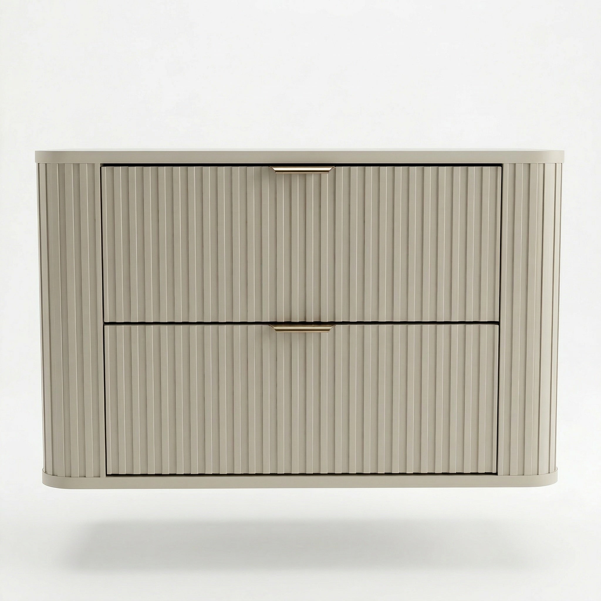 Dulap pentru lavoar 80 cm, 2 sertare, fronturi canelate, rotunjit Selvea - Casmir