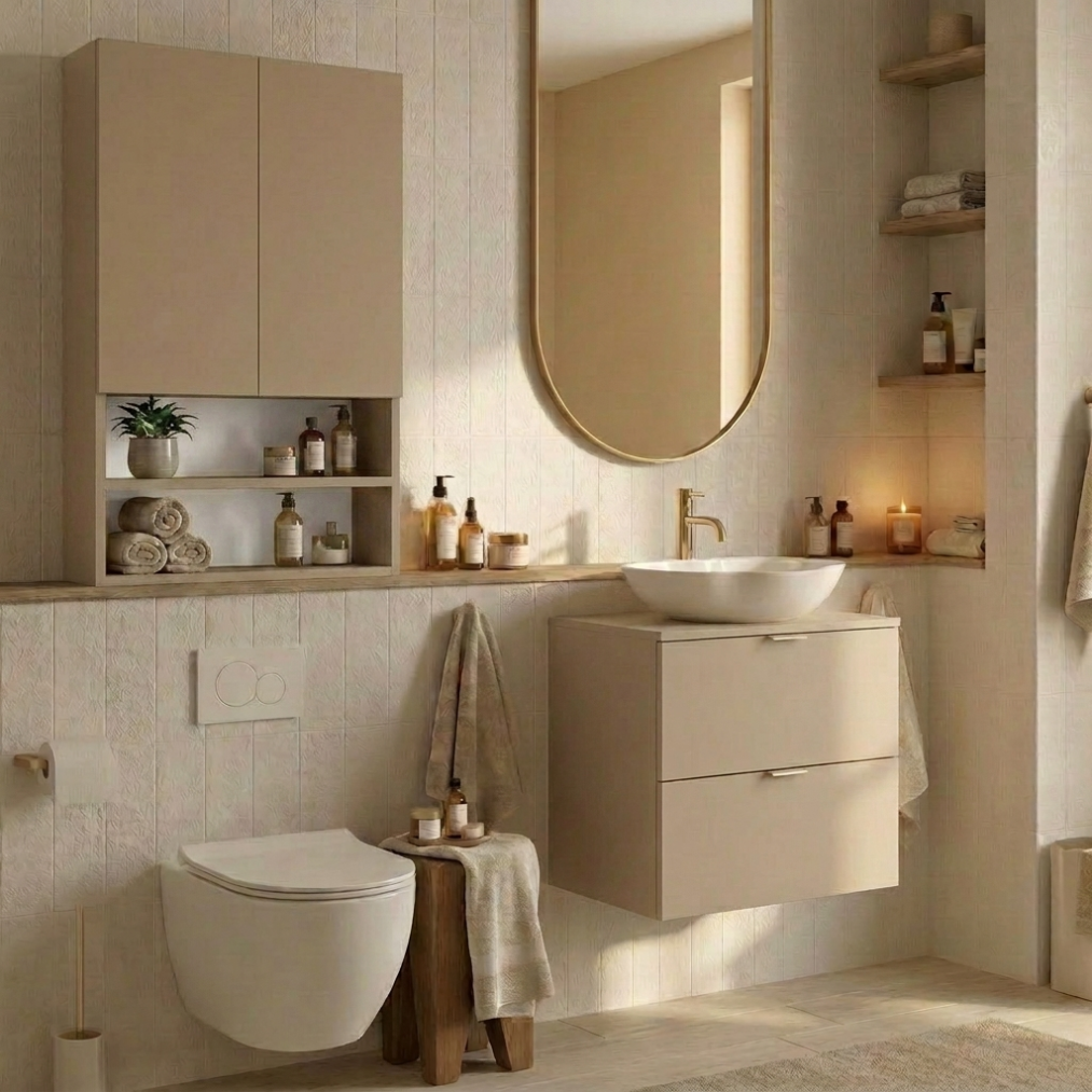 Dulap de perete deasupra toaletei 60 cm suspendat, fronturi netede Orio - Casmir