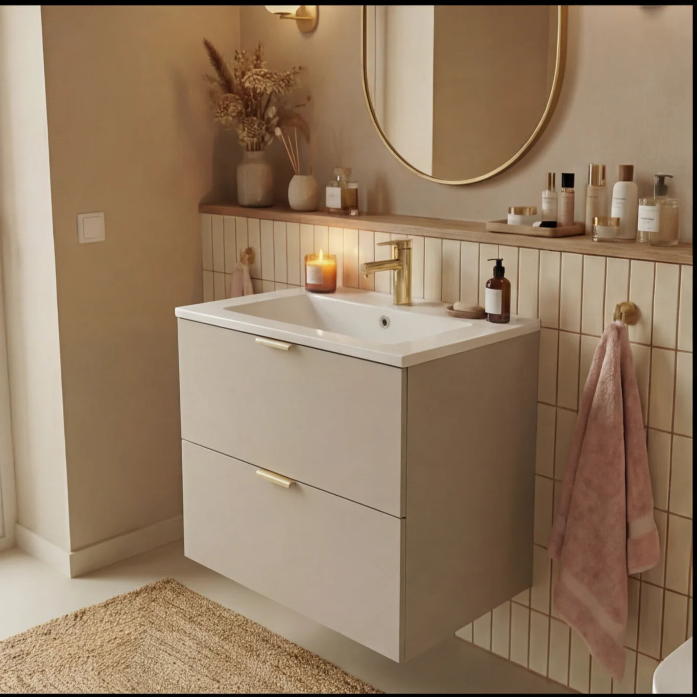 Dulap pentru lavoar 60 cm cu chiuveta, 2 sertare, fronturi netede Orio - Casmir