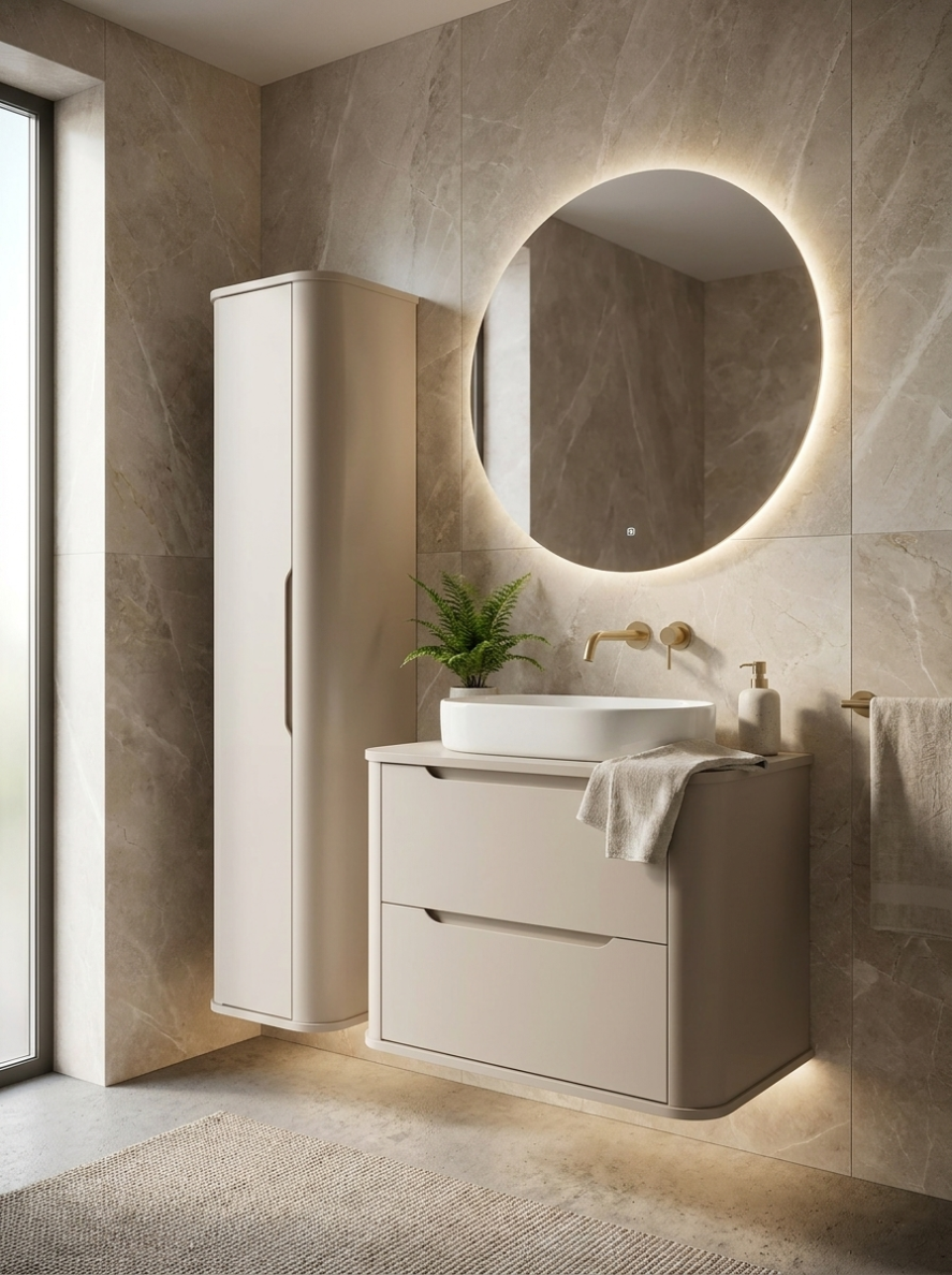 Dulap pentru lavoar 60 cm, 2 sertare, margini rotunjite Luma - Casmir