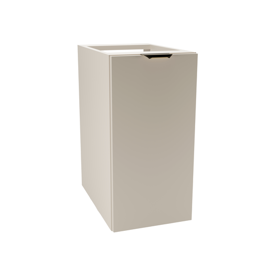 Dulap de baie 30 cm Orio Casmir, cu 1 ușă, fronturi netede și raft interior, mânere aurii sau negre, livrat fără blat, ideal pentru băi moderne și elegante.