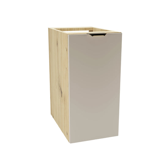 Dulap de baie 30 cm Orio Casmir/Stejar Artisan, cu 1 ușă, fronturi netede și raft interior, mânere aurii sau negre, livrat fără blat, ideal pentru băi moderne și elegante.